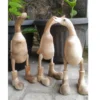 10 Pcs Wooden Ducks Ornament Indoor Or Outdoor Made of Bamboo Root With Boots and Hat
