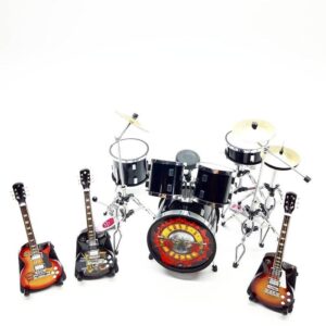 Guns N' Roses Mini Instrument Set 1/12 Scale - Detailed Rock Band Drum Kit & Guitars - Perfect Gift for Rock Fans - FedEx/DHL Express Delivery
