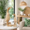 6 Piece Set Large Bamboo Root Ducks, Natural Finish Wood Duck with Boots