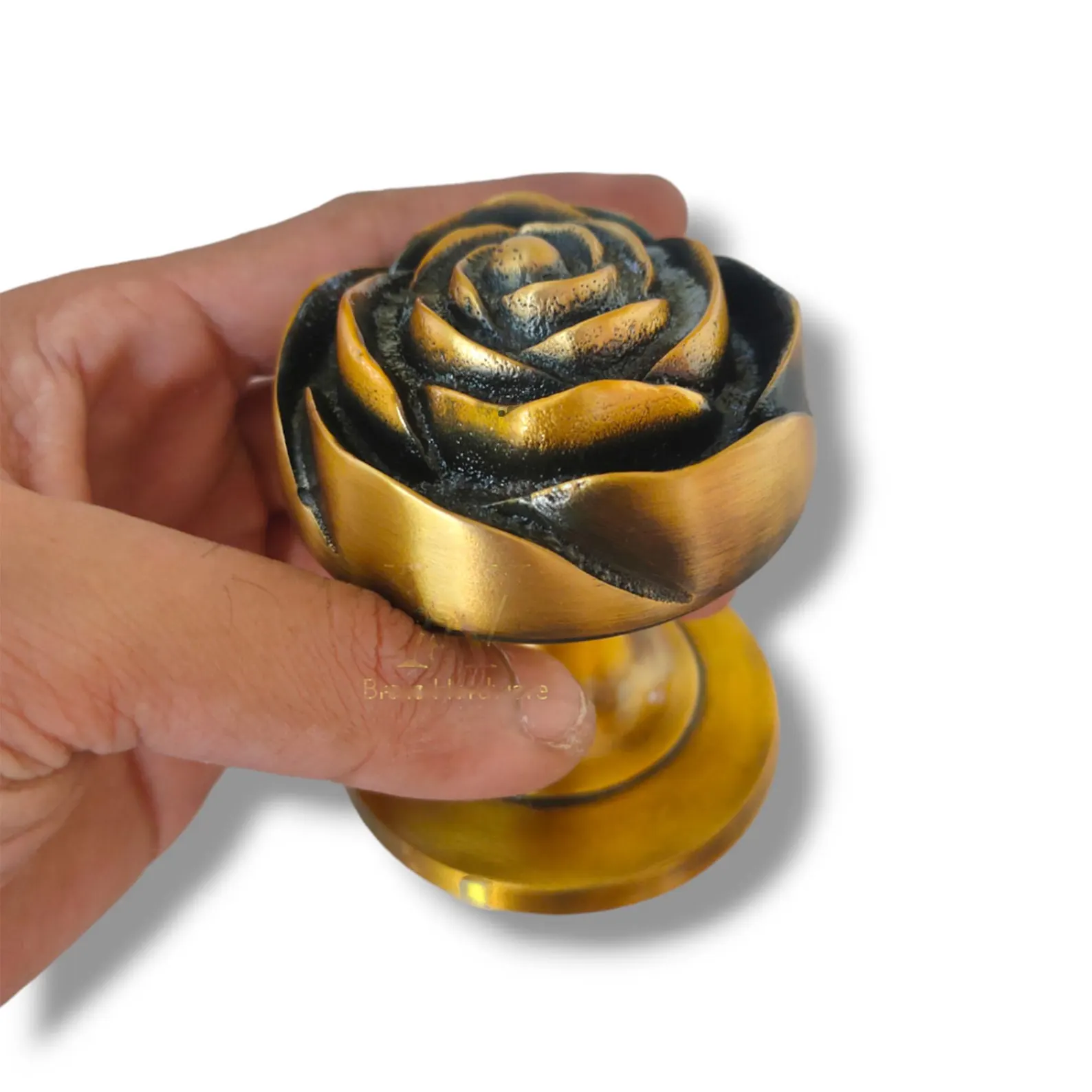 Antique Roses Door Handle Solid Brass