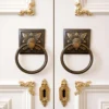 Set of 2 Square Antique Brass Door Knockers