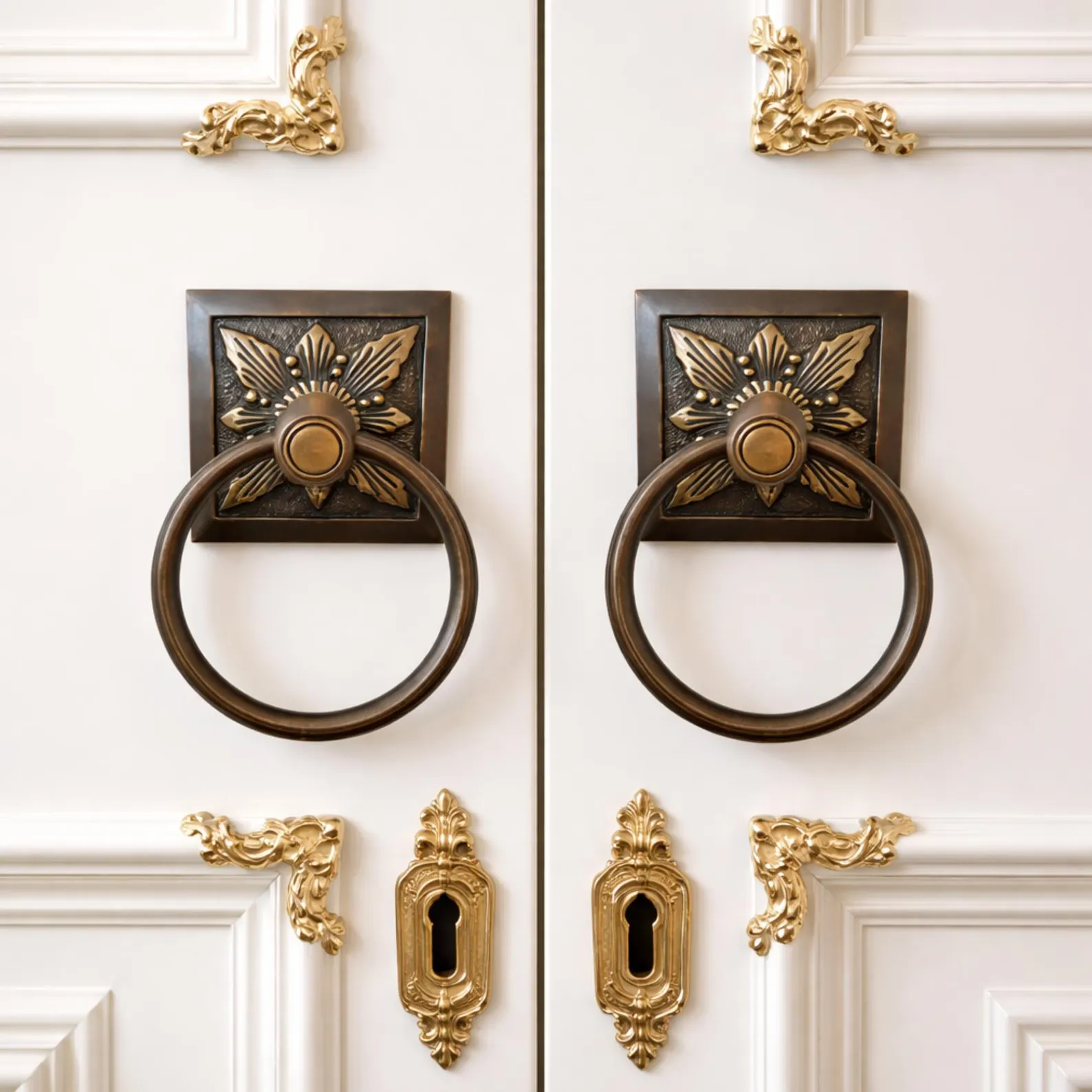 Set of 2 Square Antique Brass Door Knockers