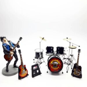 Handcrafted Guns N' Roses Mini Instrument Collection with Slash Figure - Resin & Wood Replica