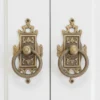 Pair Ornate Antique Brass Drawer Bails
