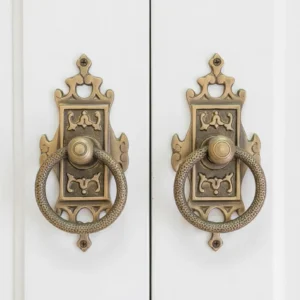 Pair Ornate Antique Brass Drawer Bails
