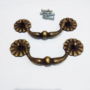 Beaded Flower Post Bail Pull Solid Brass