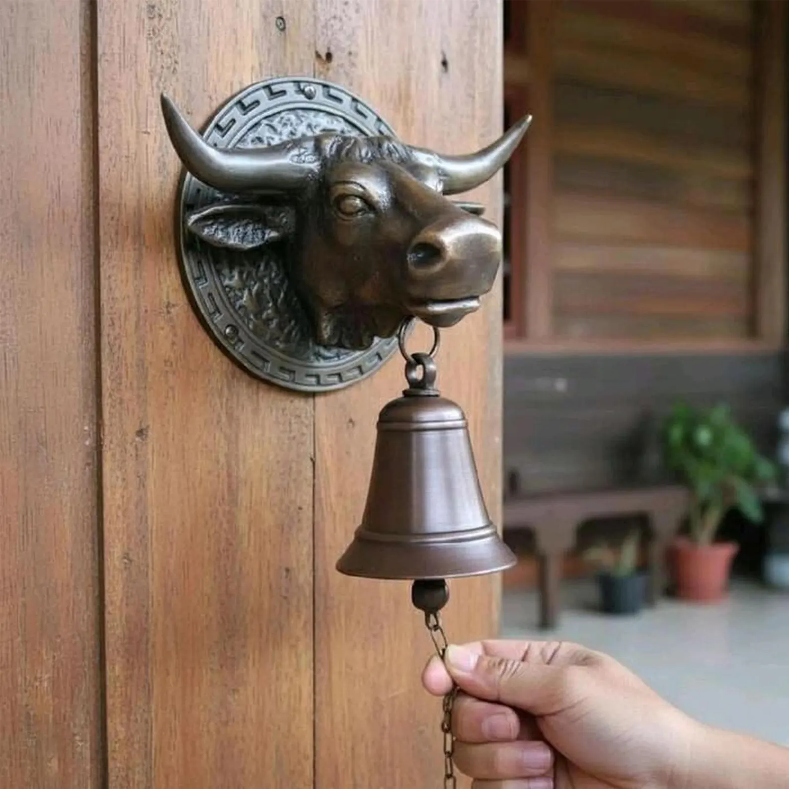 Vintage Brass Bull Door Bell