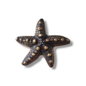 4 pcs Antique Starfish Cabinet Solid Brass Drawer Handle Knob Pull.